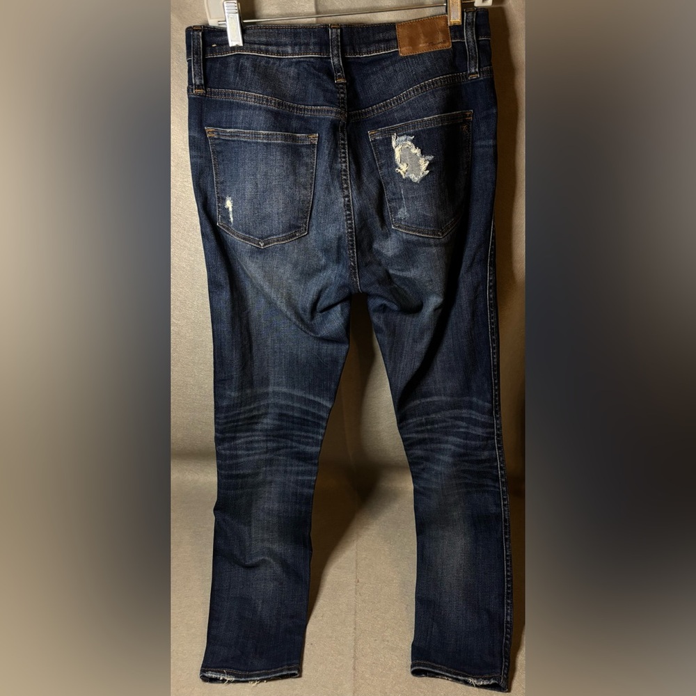 Madewell Jeans 29 Womens 9” HighRise Med/Dark Wash‎ Blue Denim Skinny Distressed - Picture 2 of 12